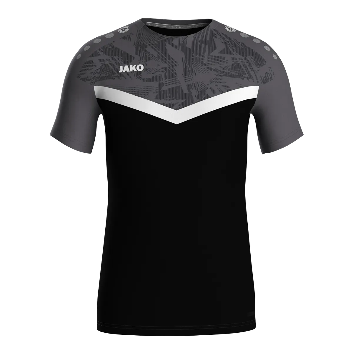JAKO T-Shirt Iconic Kurzarm Unisex schwarz/anthrazit Front