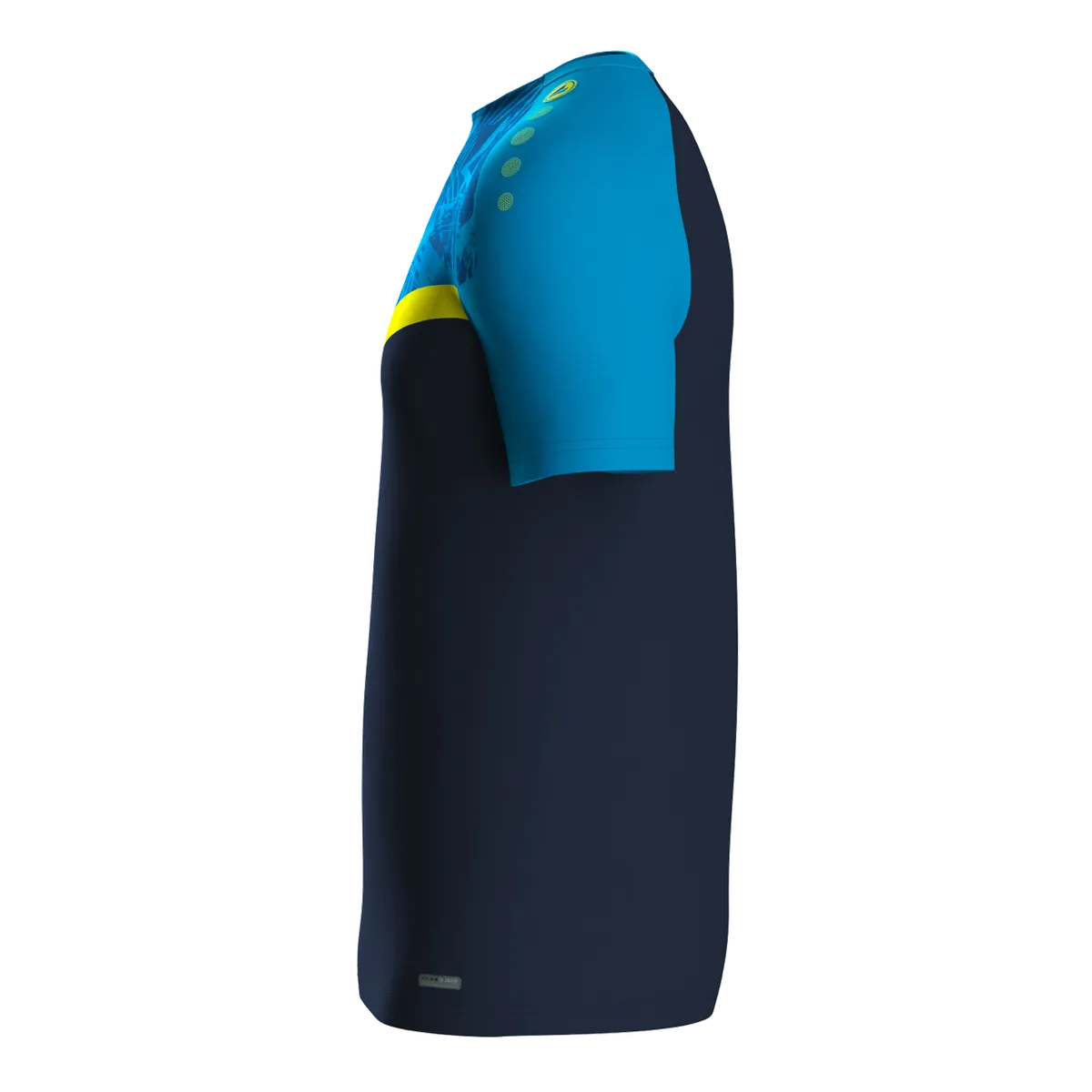 JAKO T-Shirt Iconic Kurzarm Unisex marine/JAKO blau/neongelb Seite