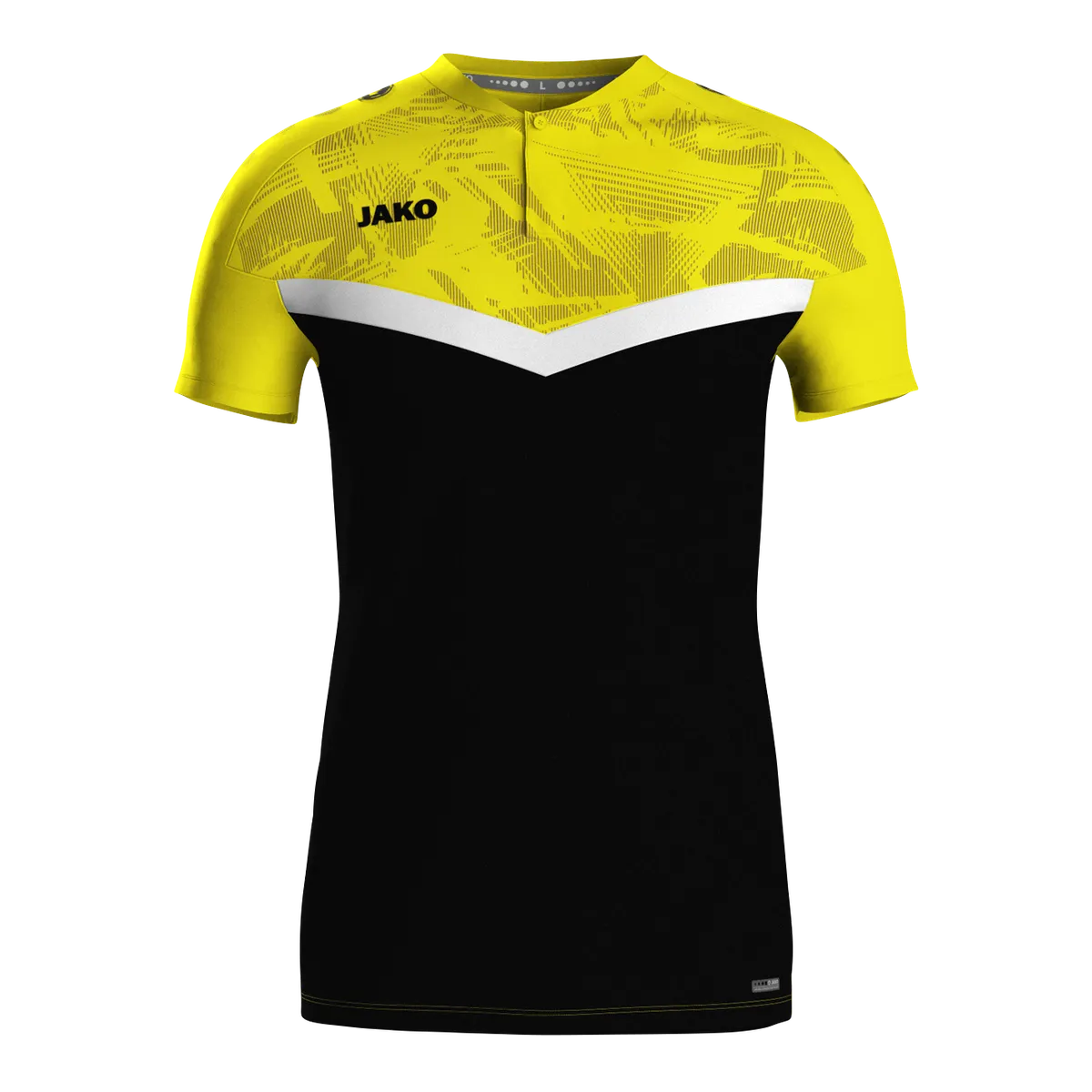 JAKO Poloshirt Iconic Kurzarm Unisex schwarz/soft yellow Front