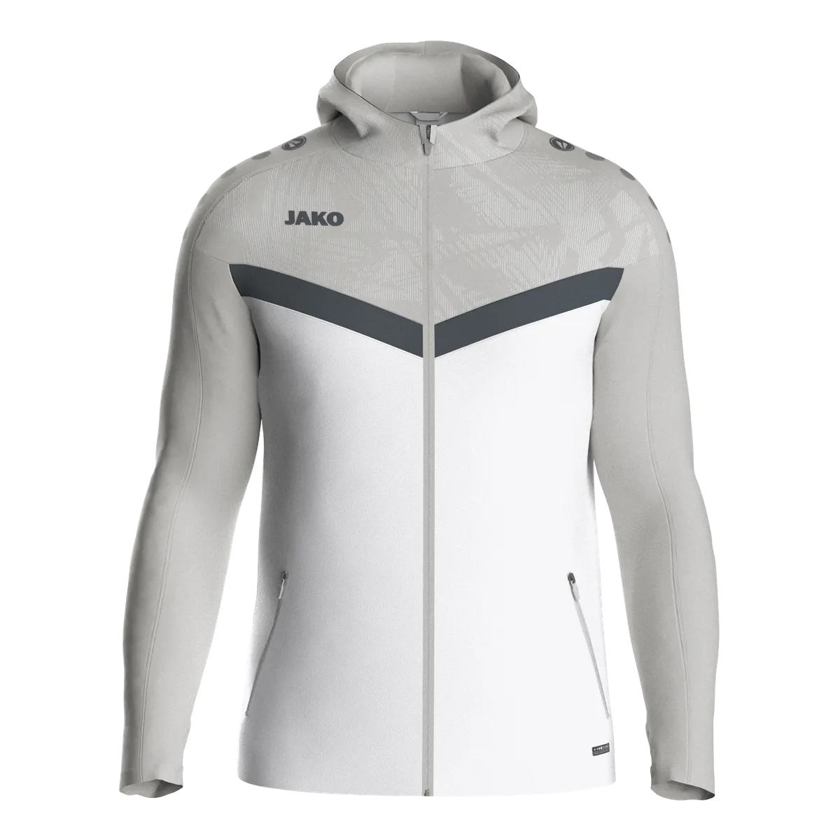 JAKO Kapuzenjacke Iconic Unisex weiß/soft grey/anthra light Front