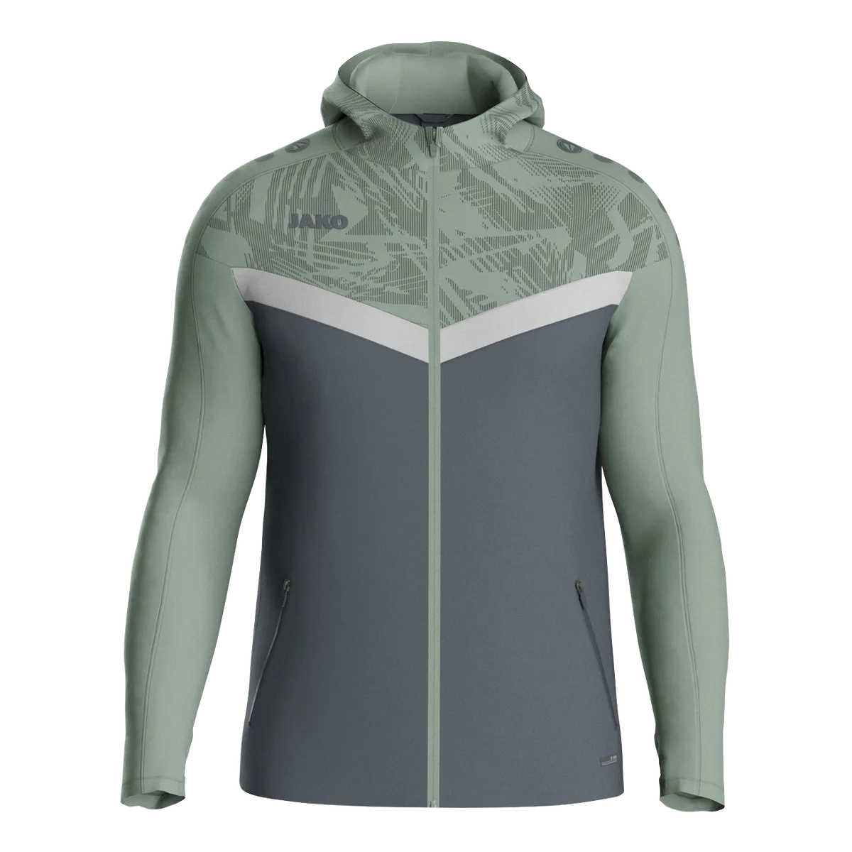 JAKO Kapuzenjacke Iconic Unisex anthra light/mintgrün/soft grey Front