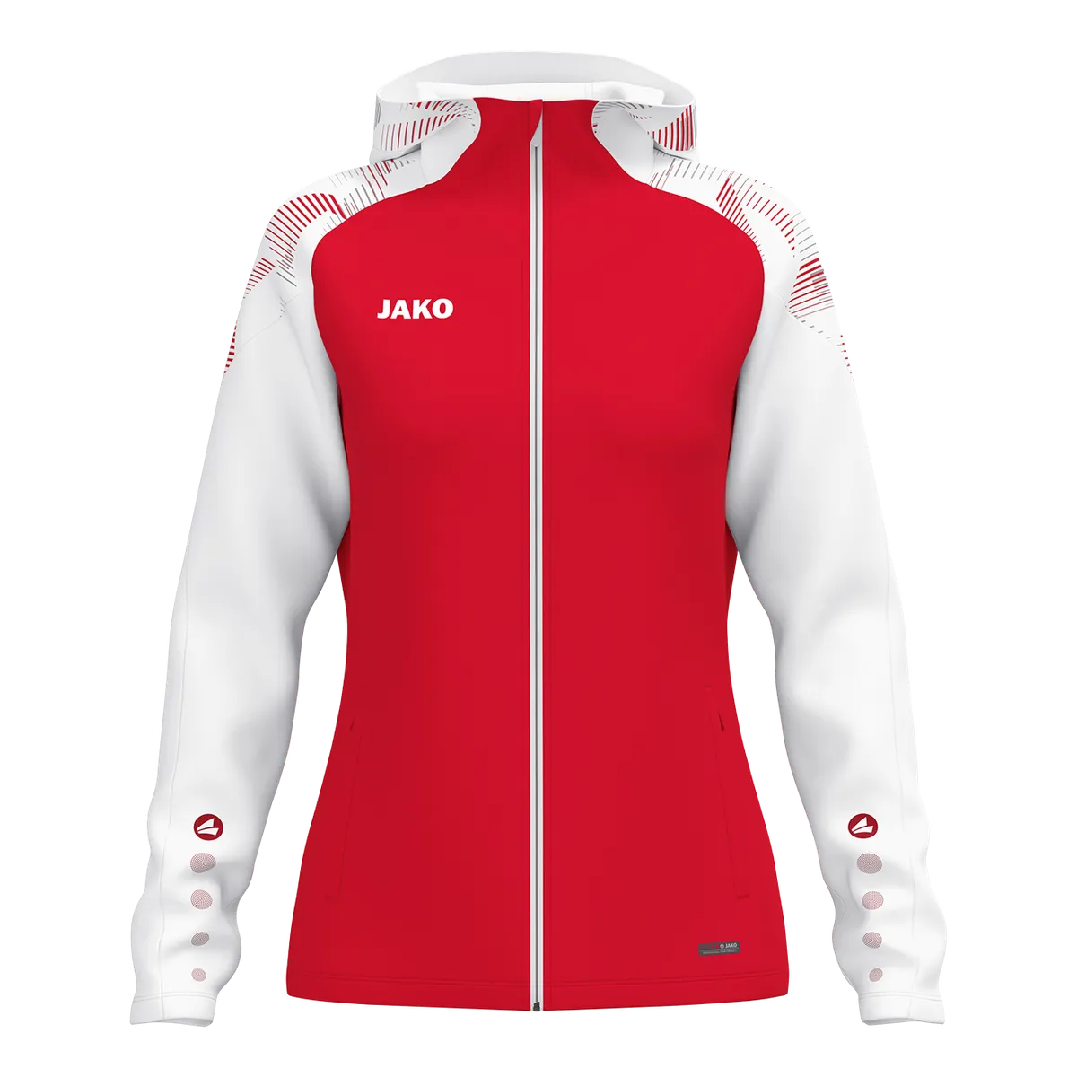 JAKO Kapuzenjacke Sonic Damen rot/weiß Front
