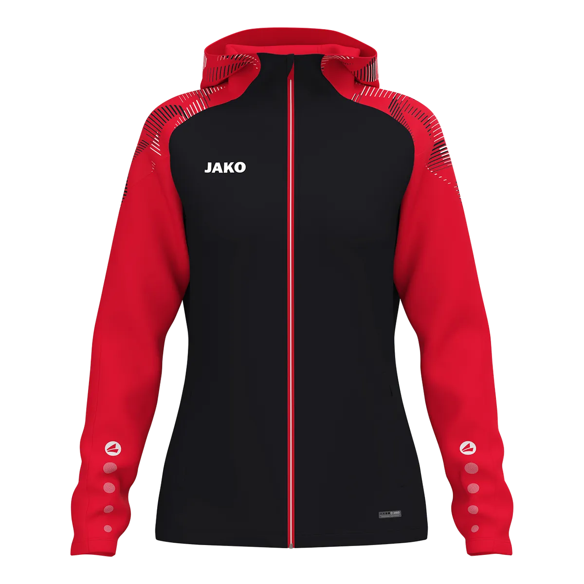 JAKO Kapuzenjacke Sonic Damen schwarz/rot Front