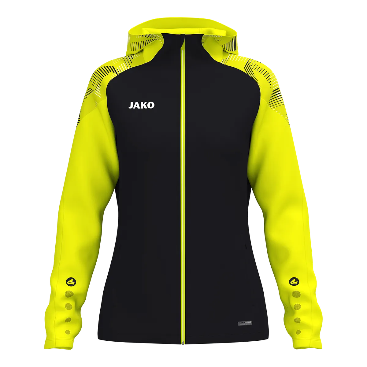 JAKO Kapuzenjacke Sonic Damen schwarz/neongelb Front