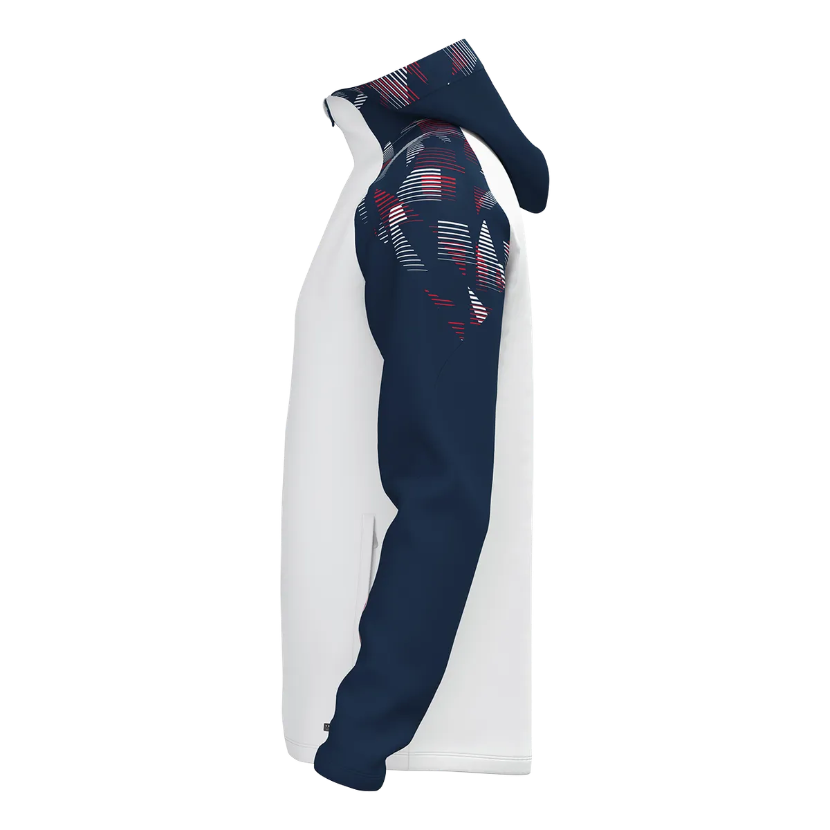 JAKO Kapuzenjacke Sonic Unisex weiß/marine/rot Seite