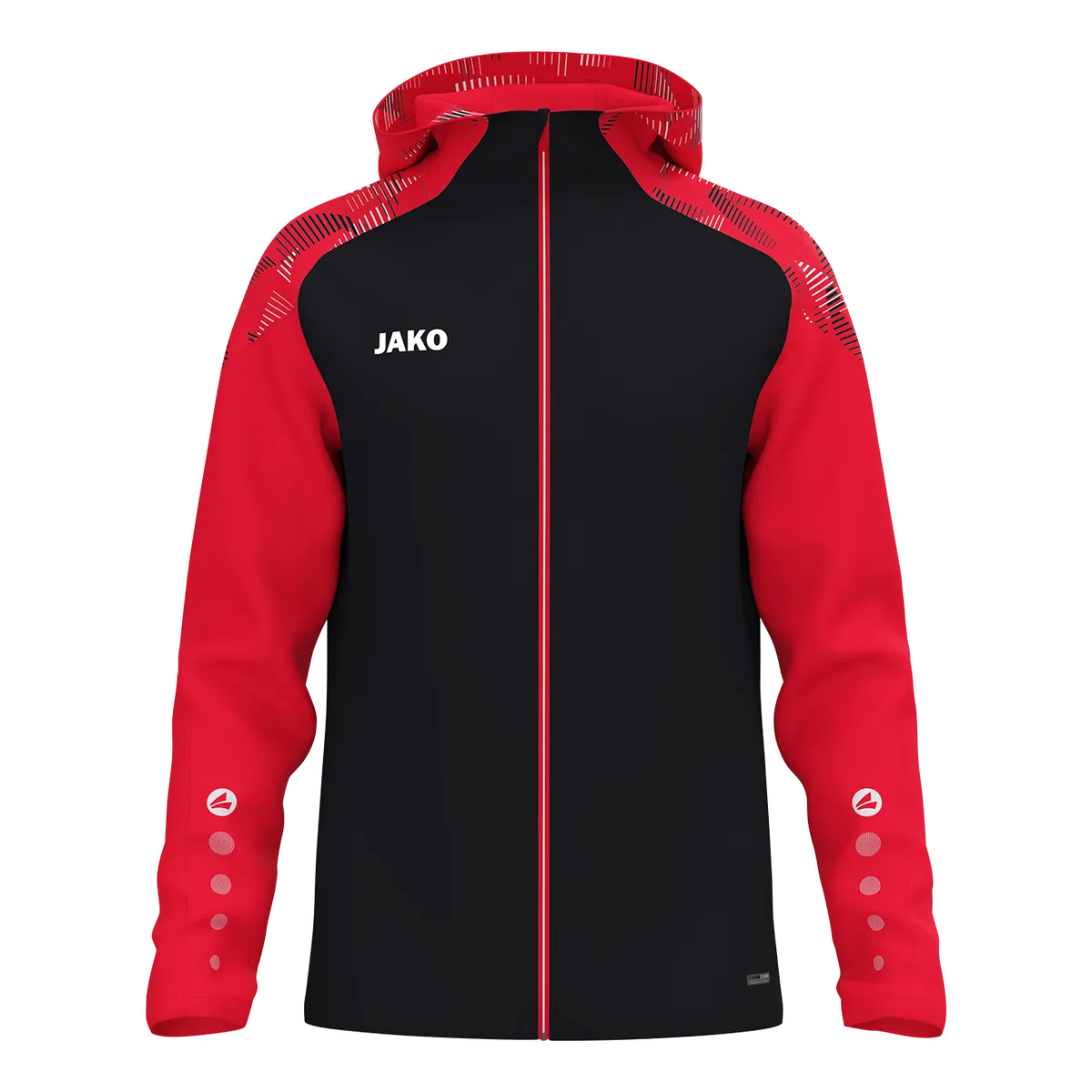 JAKO Kapuzenjacke Sonic Unisex schwarz/rot Front