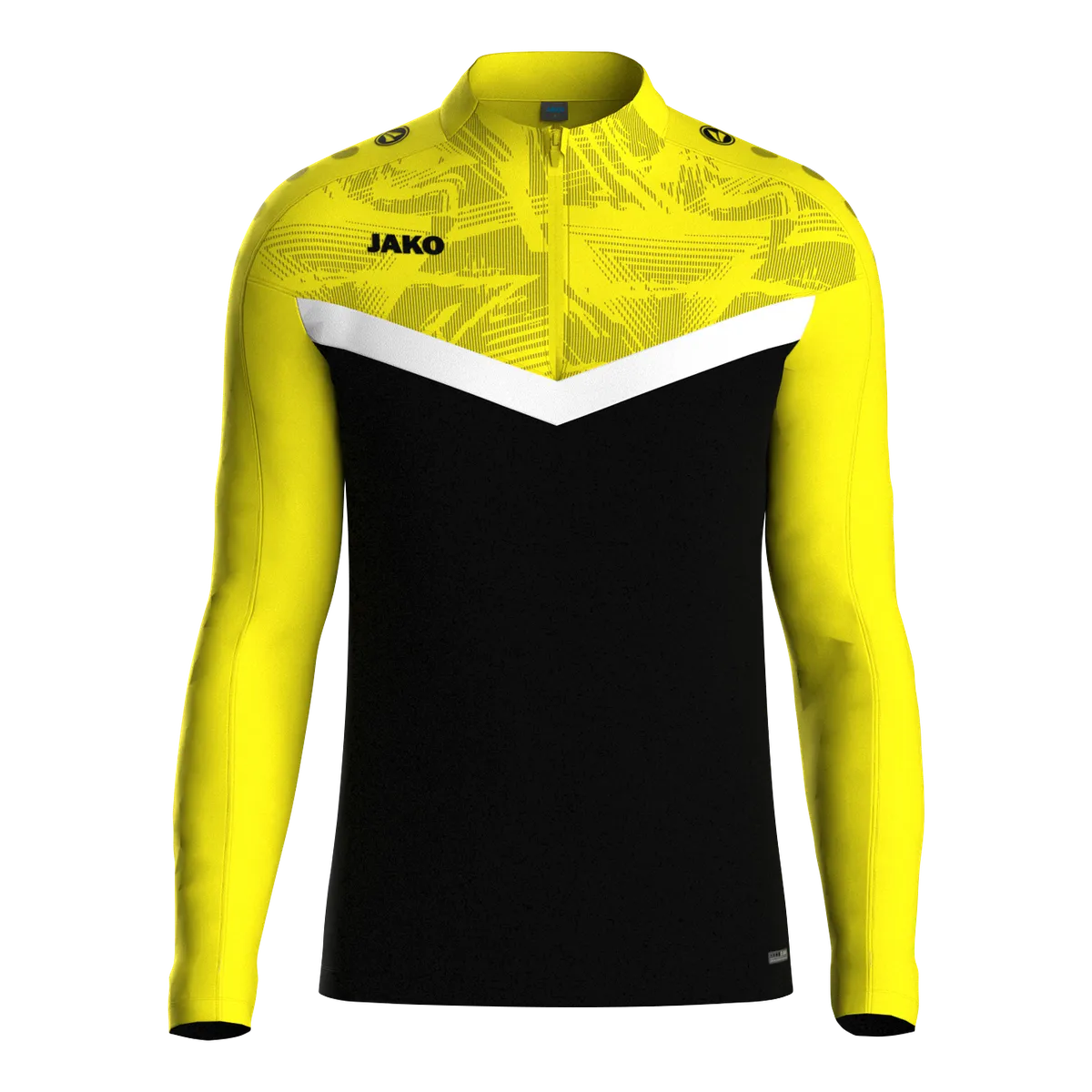JAKO Aufwärmshirt Iconic Langarm Unisex schwarz/soft yellow Front