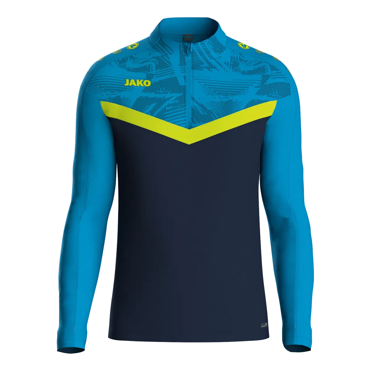 JAKO Aufwärmshirt Iconic Langarm Kinder marine/JAKO blau/neongelb Front