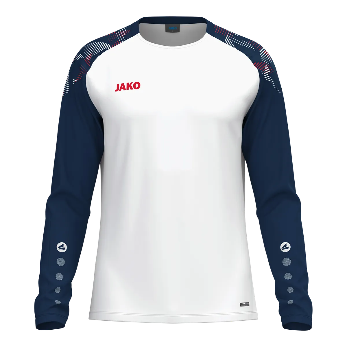 JAKO Longsleeve Sonic Kinder weiß/marine/rot Front