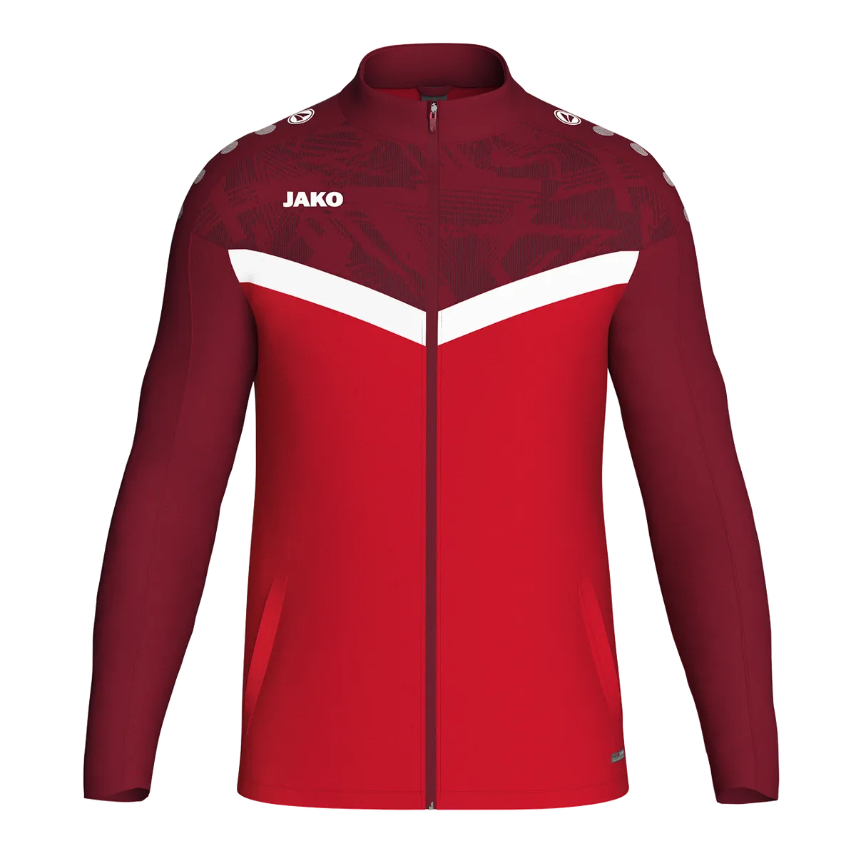 JAKO Polyesterjacke Iconic Kinder rot/weinrot Front #farbe_rot-weinrot