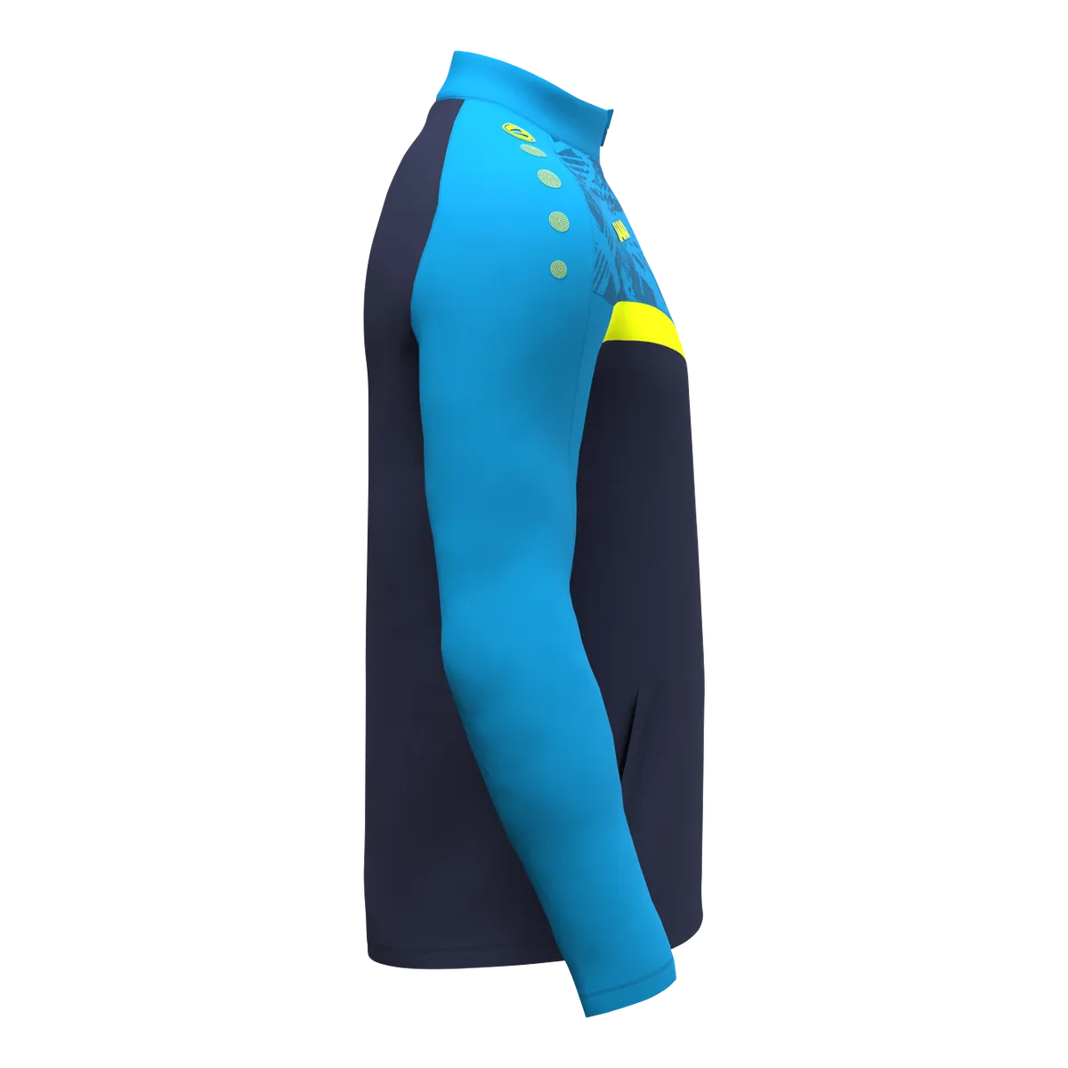 JAKO Polyesterjacke Iconic Unisex marine/JAKO blau/neongelb Seite