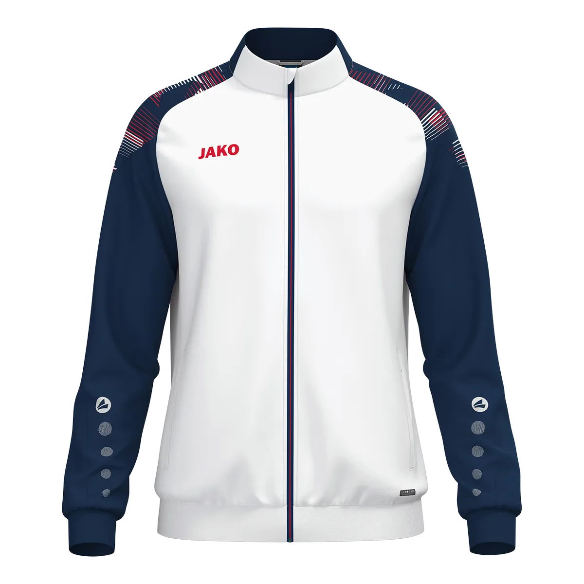 JAKO Polyesterjacke Sonic Unisex weiß/marine/rot Front