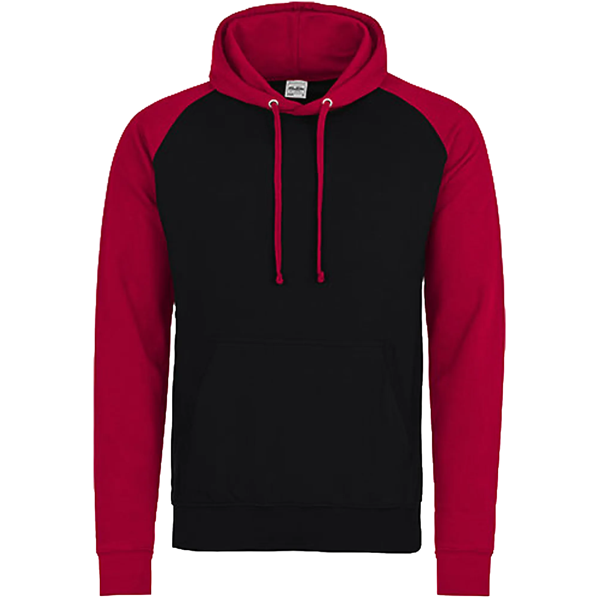 Just Hoods Baseball Hoodie Damen Jet Black / Fire Red Front