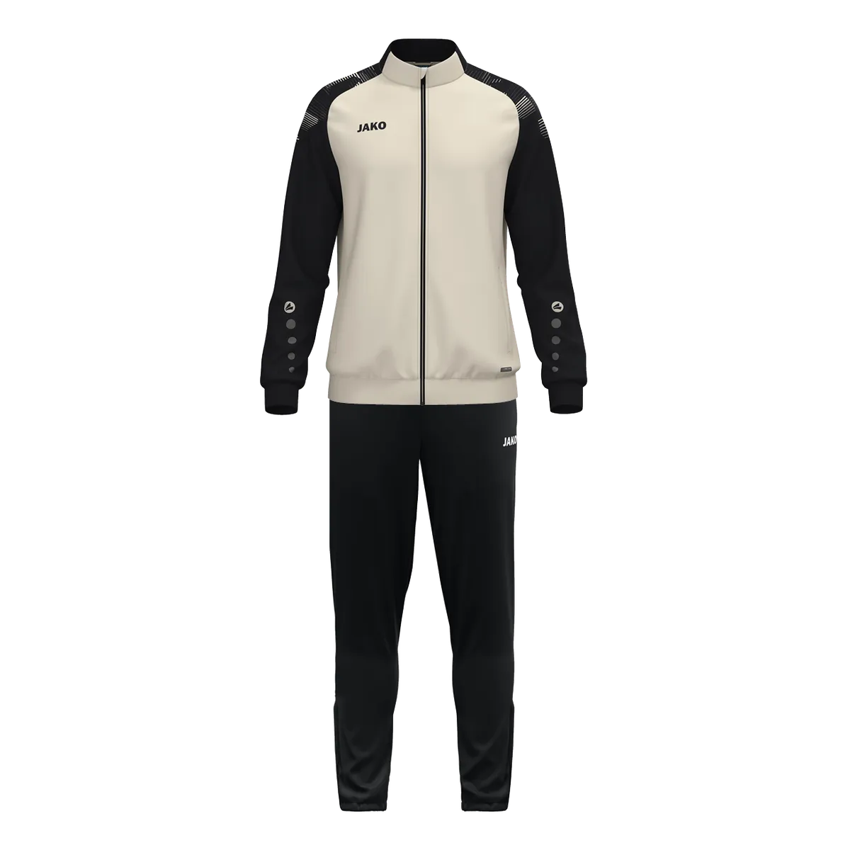 JAKO Trainingsanzug Sonic Unisex off white/schwarz Front #farbe_off-white-schwarz