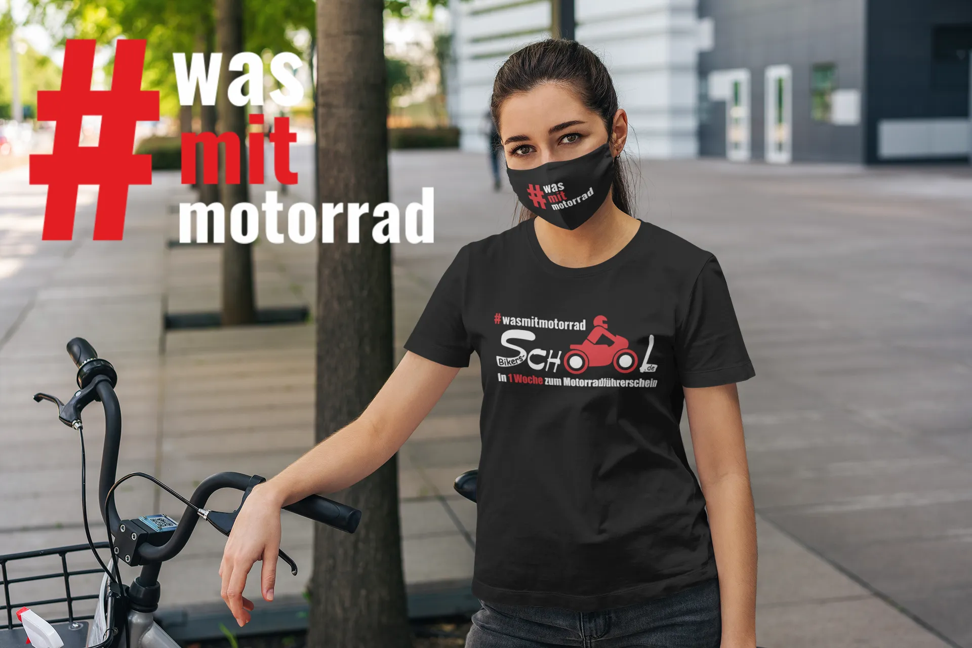 BIGTIME Mund und Nasenmaske #wasmitmotorrad BIKERS SCHOOL Front
