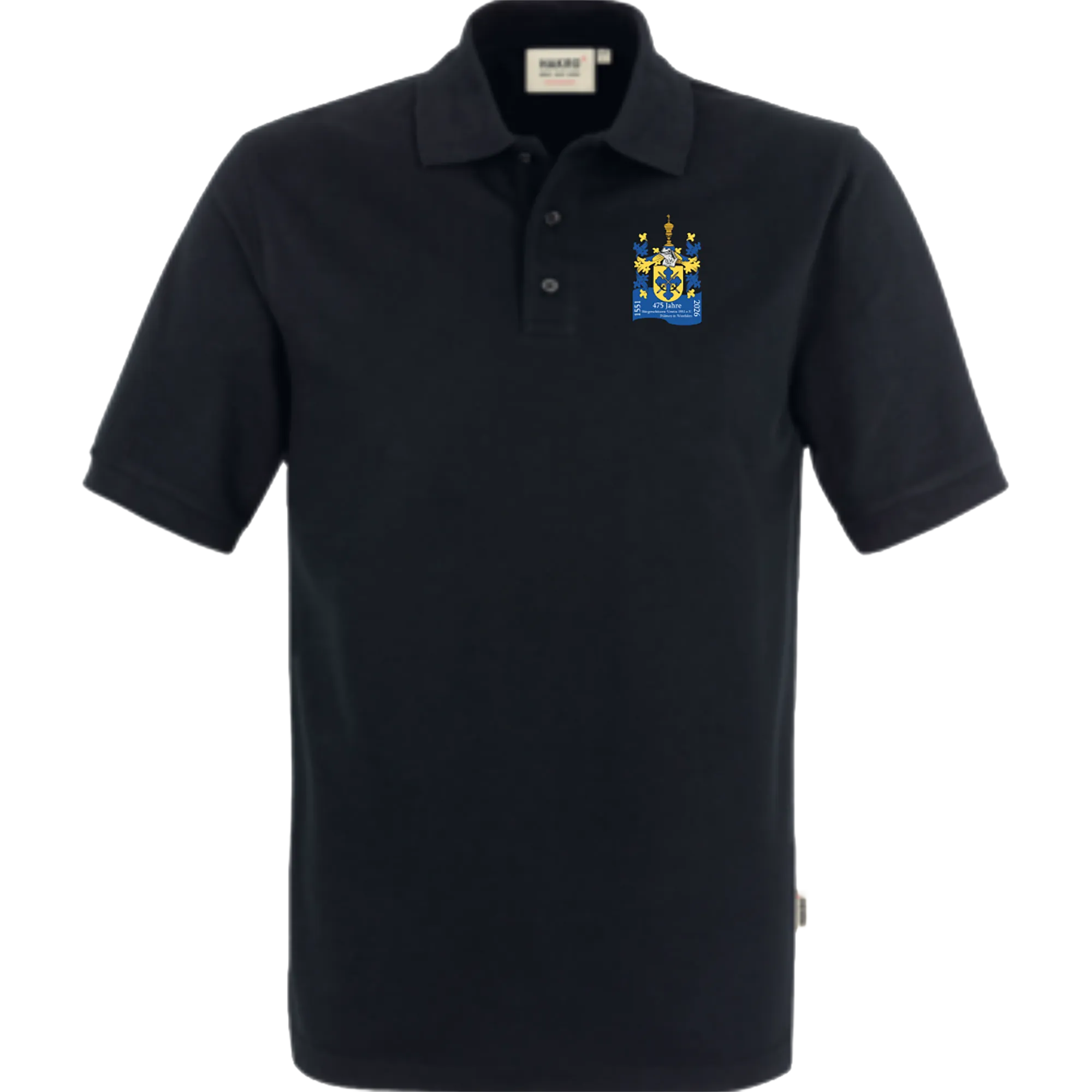 BIGTIME Bürgerschützen | Polo Jubiäums Wappen schwarz Herren Front