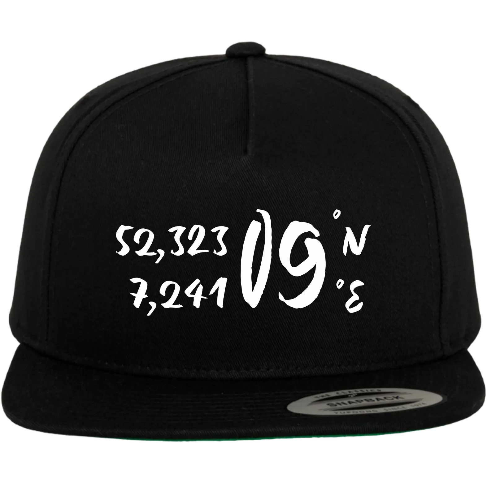 BIGTIME Flexfit Cap - FC09 - Koordinaten schwarz Front #farbe_schwarz
