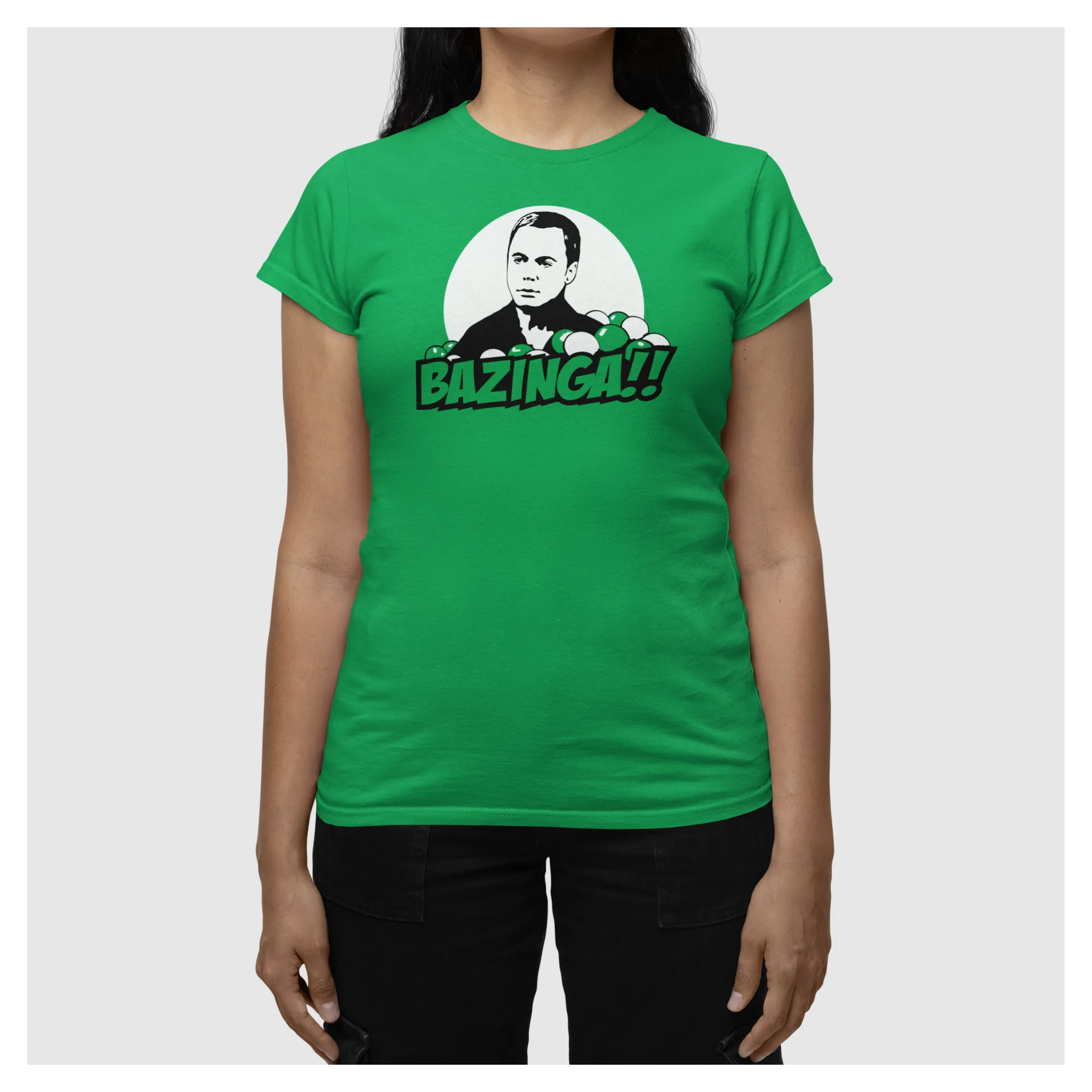 BIGTIME Filme & Serien Bazinga Sheldon Copper Nerd Shirt türkis T-Shirt Damen irish green Front