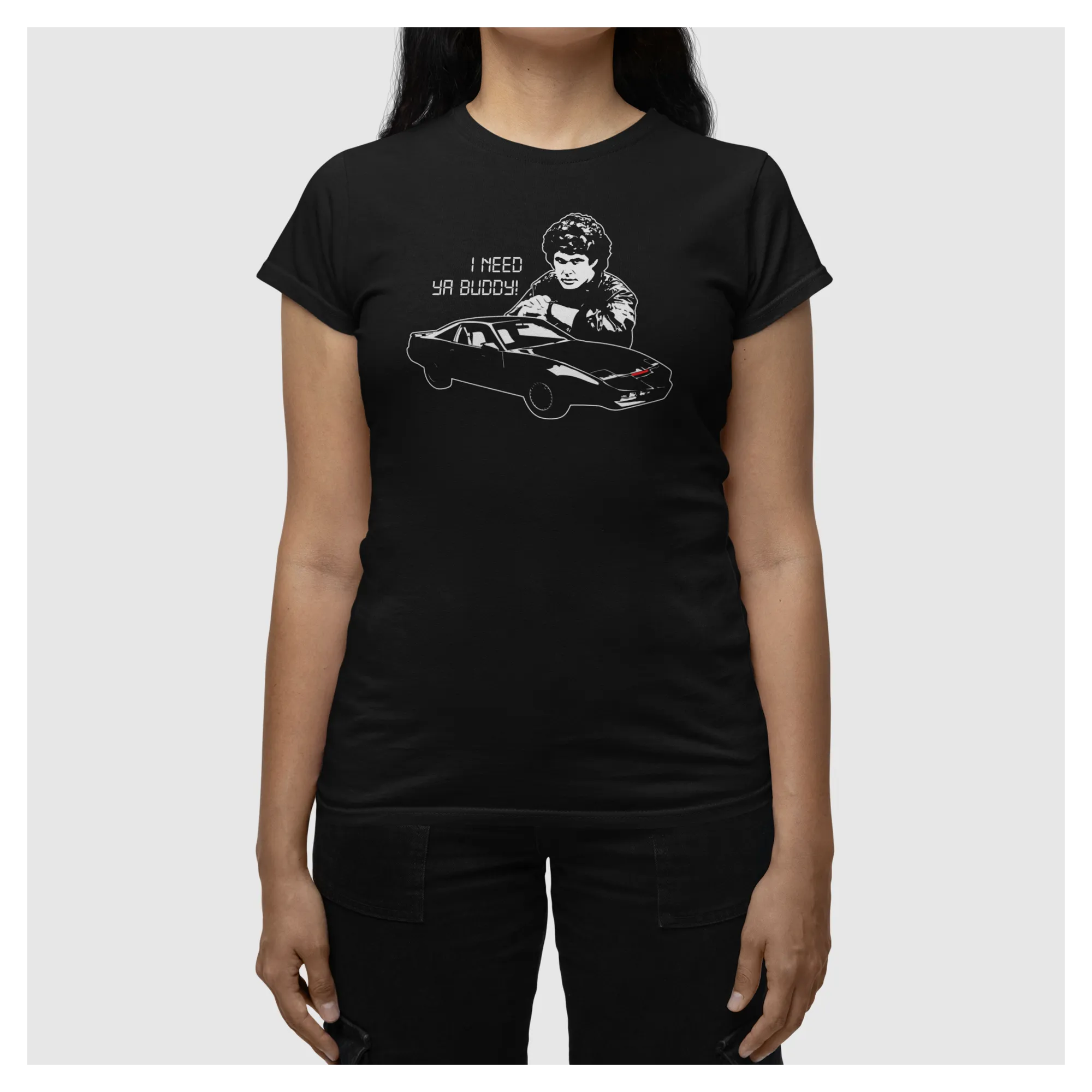 BIGTIME Filme & Serien David Hasselhoff Knight Rider Serienshirt schwarz T-Shirt Damen schwarz Front