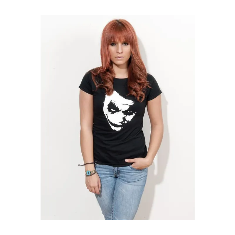 BIGTIME Filme & Serien Heath Ledger Joker Film Shirt schwarz Motiv 1 T-Shirt Damen schwarz Front
