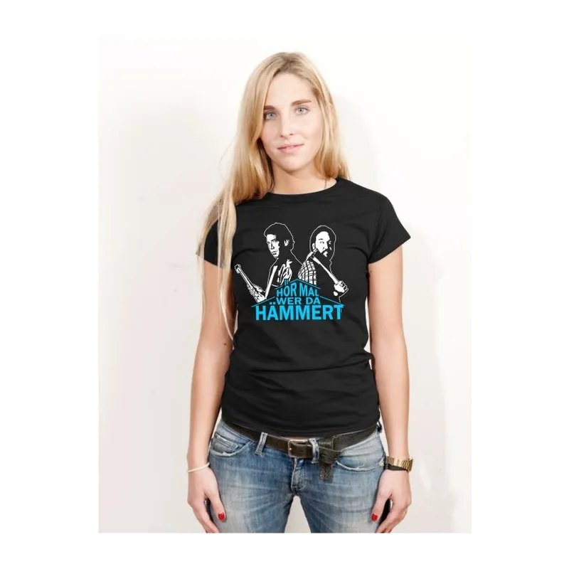BIGTIME Filme & Serien Hör mal wer da Hämmert T-Shirt Damen schwarz Front