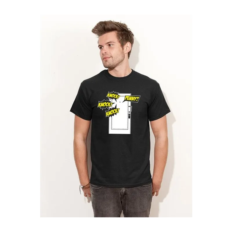 BIGTIME Filme & Serien Knock Knock Penny Bazinga Design 2 T-Shirt Unisex schwarz Front #farbe_schwarz