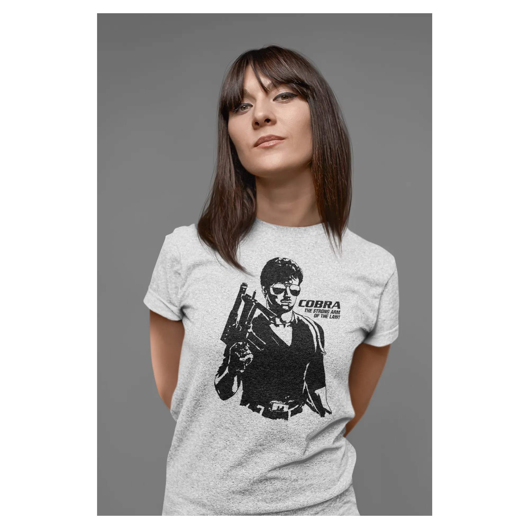BIGTIME Filme & Serien T-Shirt Sylvester Stallone City Cobra Damen Graumeliert Front