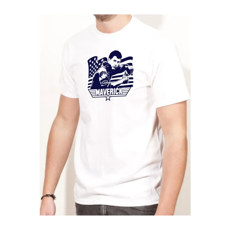 BIGTIME Filme & Serien Tom Cruise Maverick Top Gun Filmshirt weiß T-Shirt Herren weiss Front