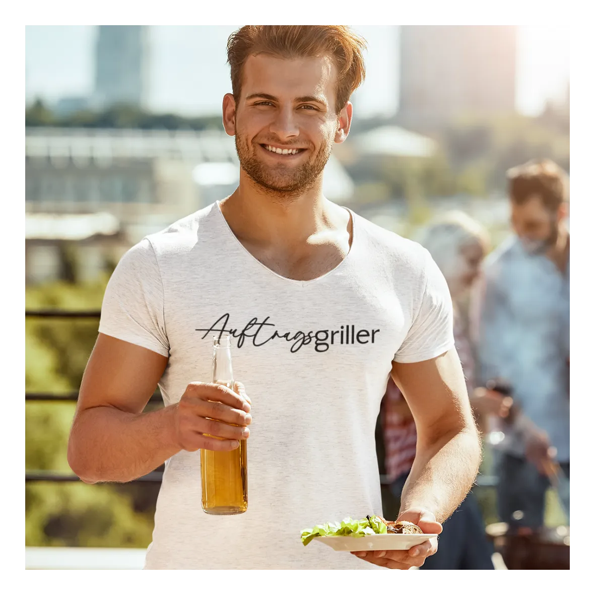 BIGTIME Grillen Auftragsgriller T-Shirt Kinder Weiß Front #farbe_weiss