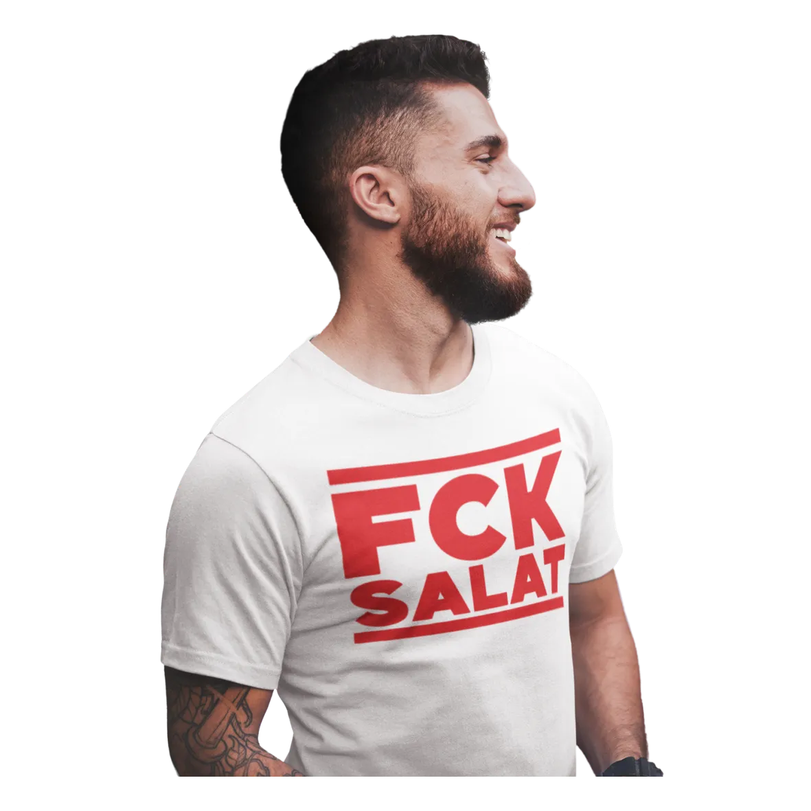 BIGTIME Grillen FCK Salat T-Shirt Unisex Weiß Front #farbe_weiss
