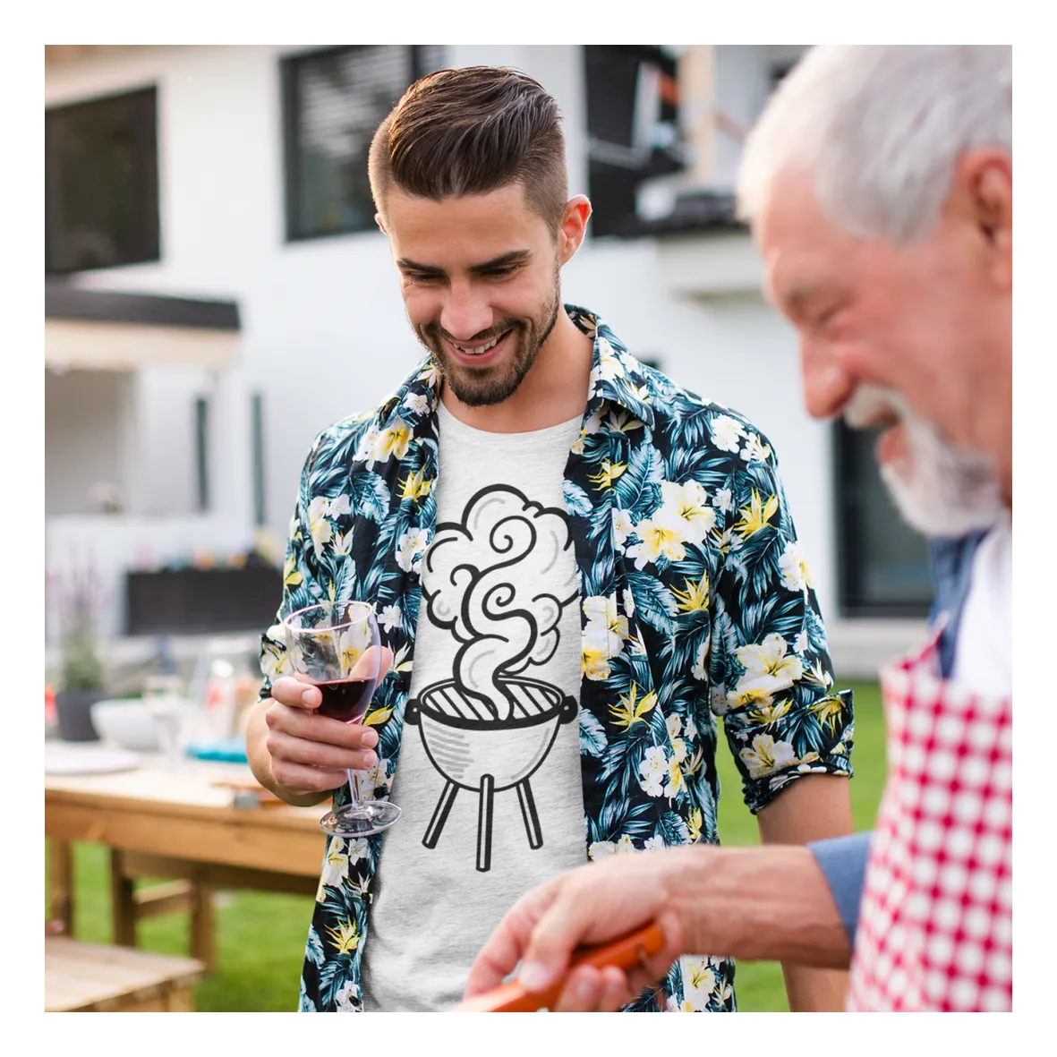 BIGTIME Grillen Grill Pikto T-Shirt Unisex schwarz Front #farbe_schwarz