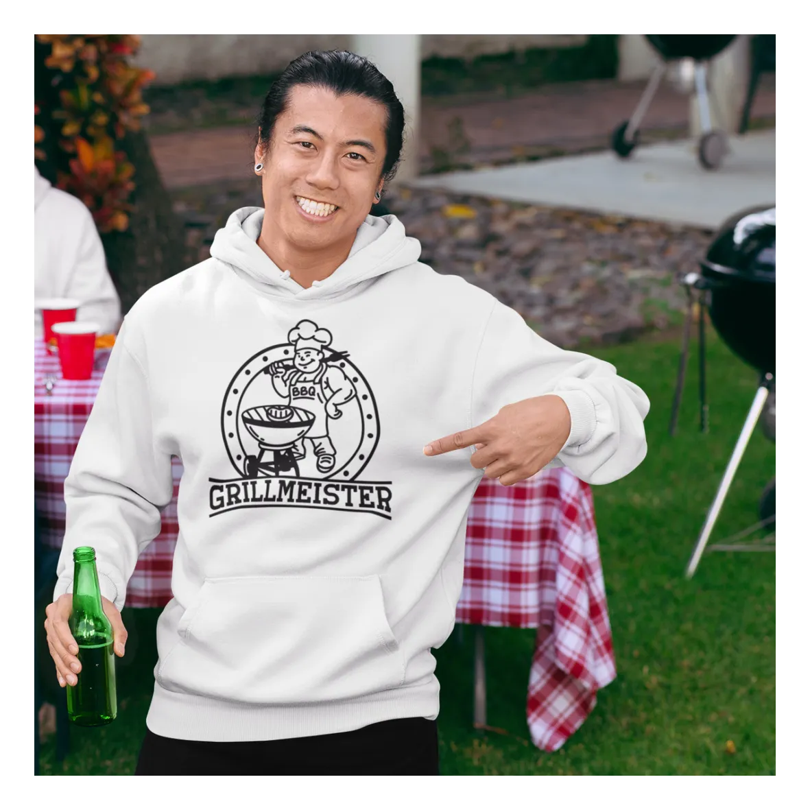 BIGTIME Grillen Grillmeister Hoodie Kinder schwarz Front #farbe_schwarz