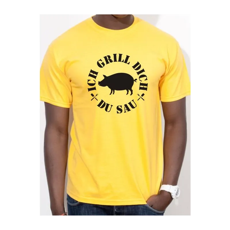 BIGTIME Grillen Ich grill Dich - G4 T-Shirt Herren gelb Front #farbe_gelb