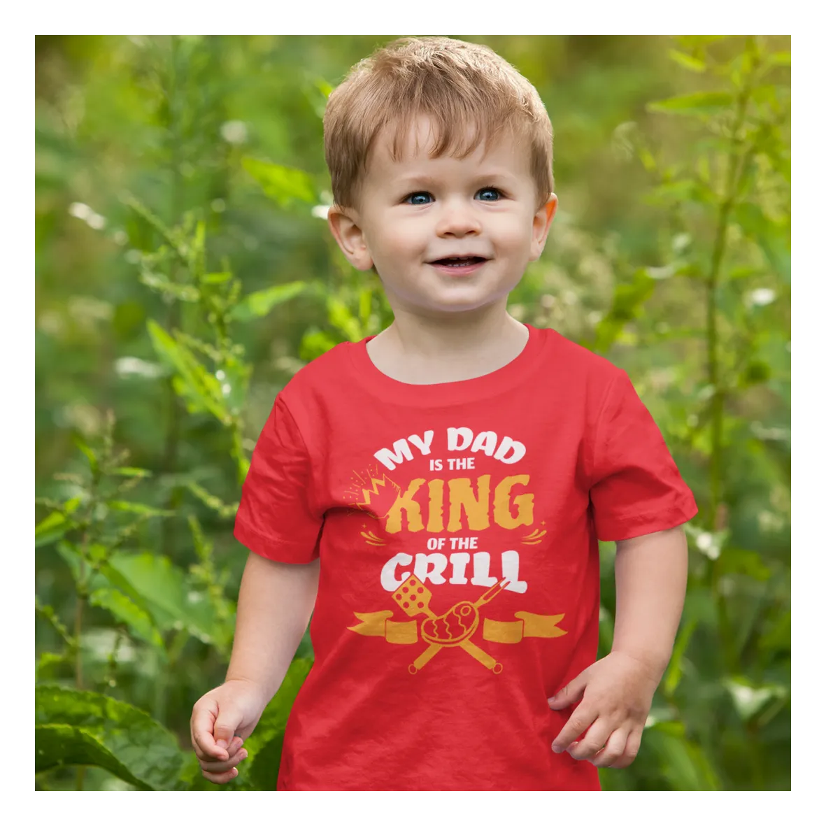 BIGTIME Grillen King of the Grill T-Shirt Kinder rot Front #farbe_rot