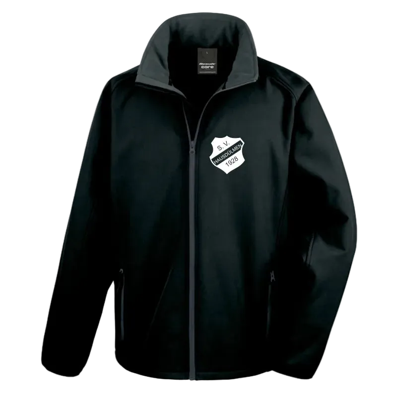 BIGTIME Grün-Weiß Hausdülmen - Herren Windbreaker / Softshelljacke schwarz Front #farbe_schwarz