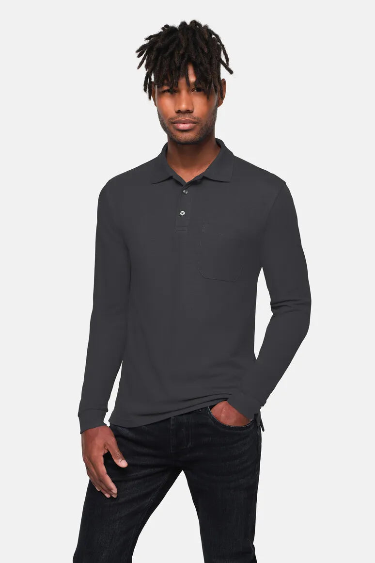 Hakro Pocket-Longsleeve-Poloshirt MIKRALINAR ECO Unisex karbongrau Lifestyle