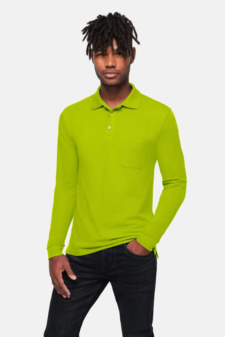 Hakro Pocket-Longsleeve-Poloshirt MIKRALINAR ECO Unisex kiwi Lifestyle