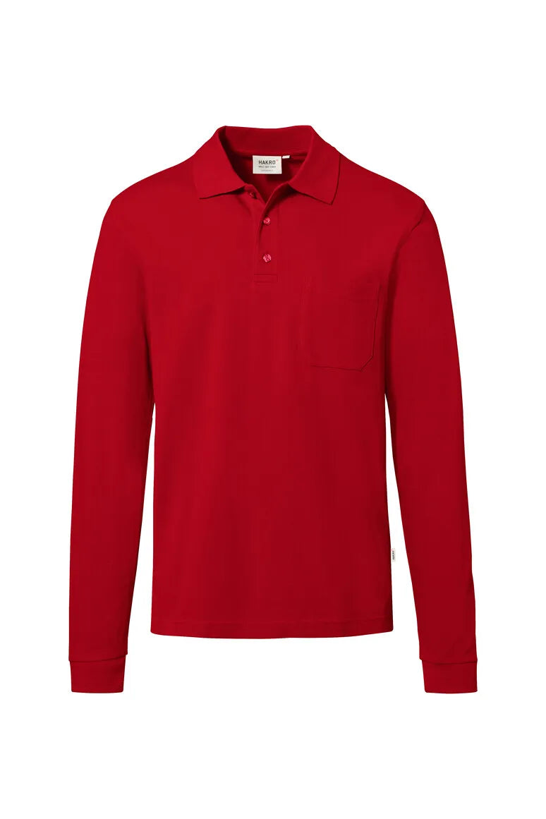 Hakro Pocket-Longsleeve-Poloshirt MIKRALINAR ECO Unisex rot Front