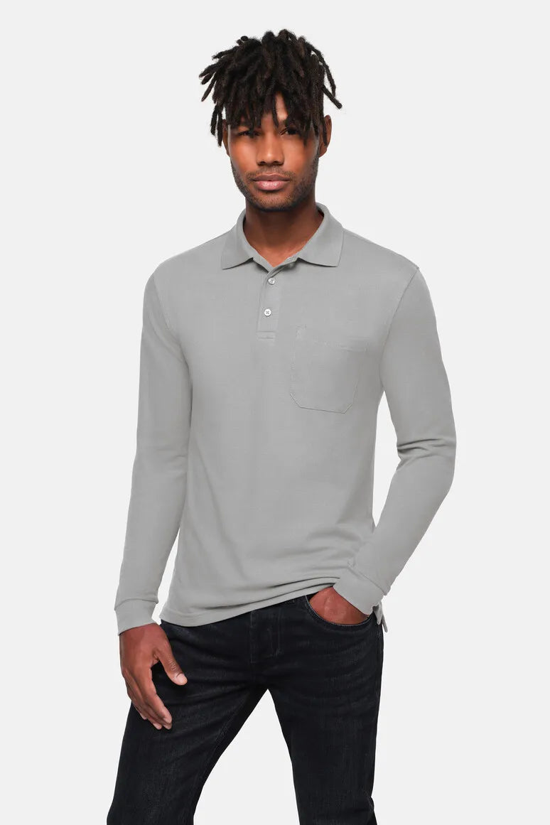 Hakro Pocket-Longsleeve-Poloshirt MIKRALINAR ECO Unisex titan Lifestyle