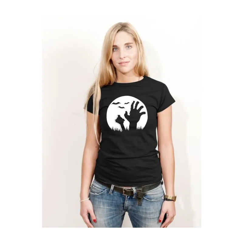 BIGTIME Halloween Friedhof T-Shirt Damen schwarz Front #farbe_schwarz
