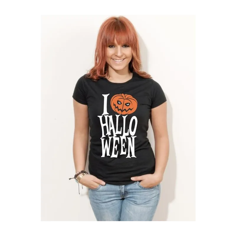 BIGTIME Halloween I Love Halloween T-Shirt Damen black Front #farbe_black