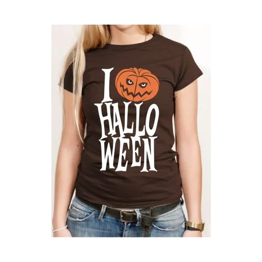 BIGTIME Halloween I Love Halloween T-Shirt Damen brown Front #farbe_brown