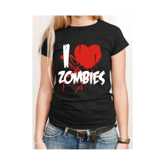 BIGTIME Halloween I Love Zombies T-Shirt Damen black Front #farbe_black