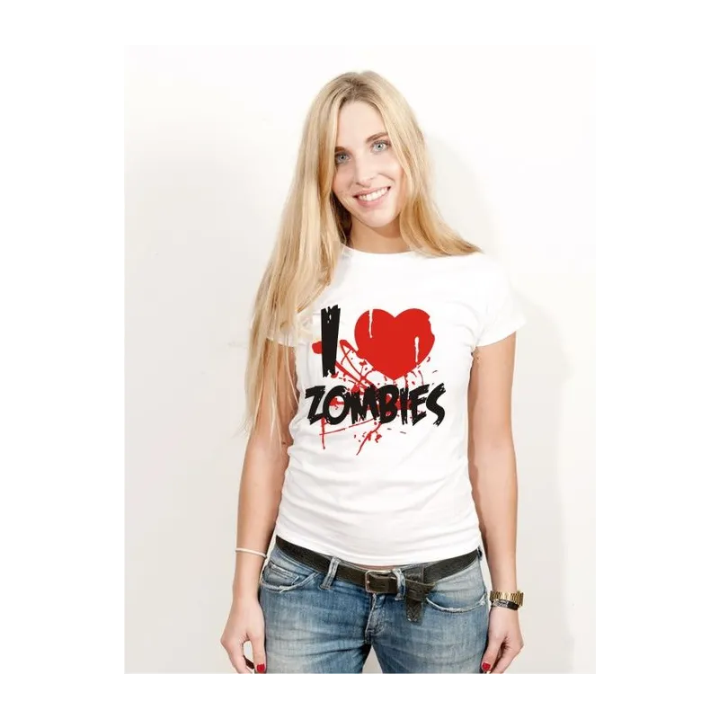 BIGTIME Halloween I Love Zombies T-Shirt Damen weiss Front #farbe_weiss