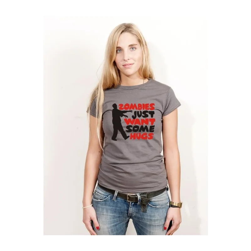 BIGTIME Halloween Zombie Hugs T-Shirt Damen darkgrey Front #farbe_darkgrey