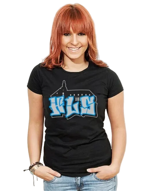 BIGTIME HLS SCHULSHIRT Damen Druck blau / grau