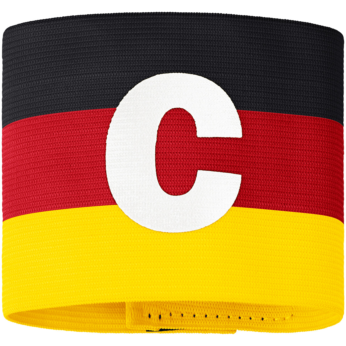 JAKO Kapitänsbinde schwarz-rot-gelb Front #farbe_schwarz-rot-gelb