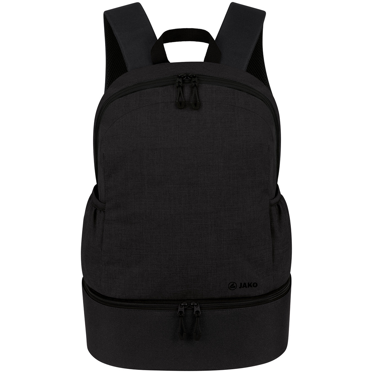 JAKO Rucksack Challenge Unisex schwarz-meliert Front #farbe_schwarz-meliert