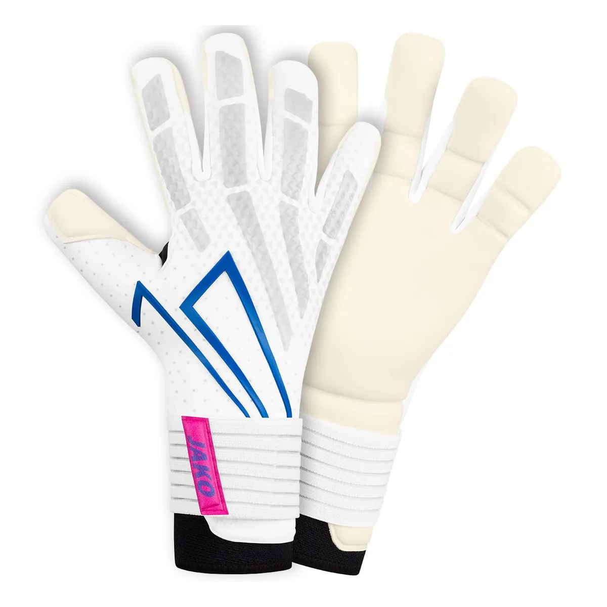 JAKO Torwarthandschuhe RS89 ELITE Hybrid Cut Unisex weiss-rhodamine-rot-blau Detail #farbe_weiss-rhodamine-rot-blau