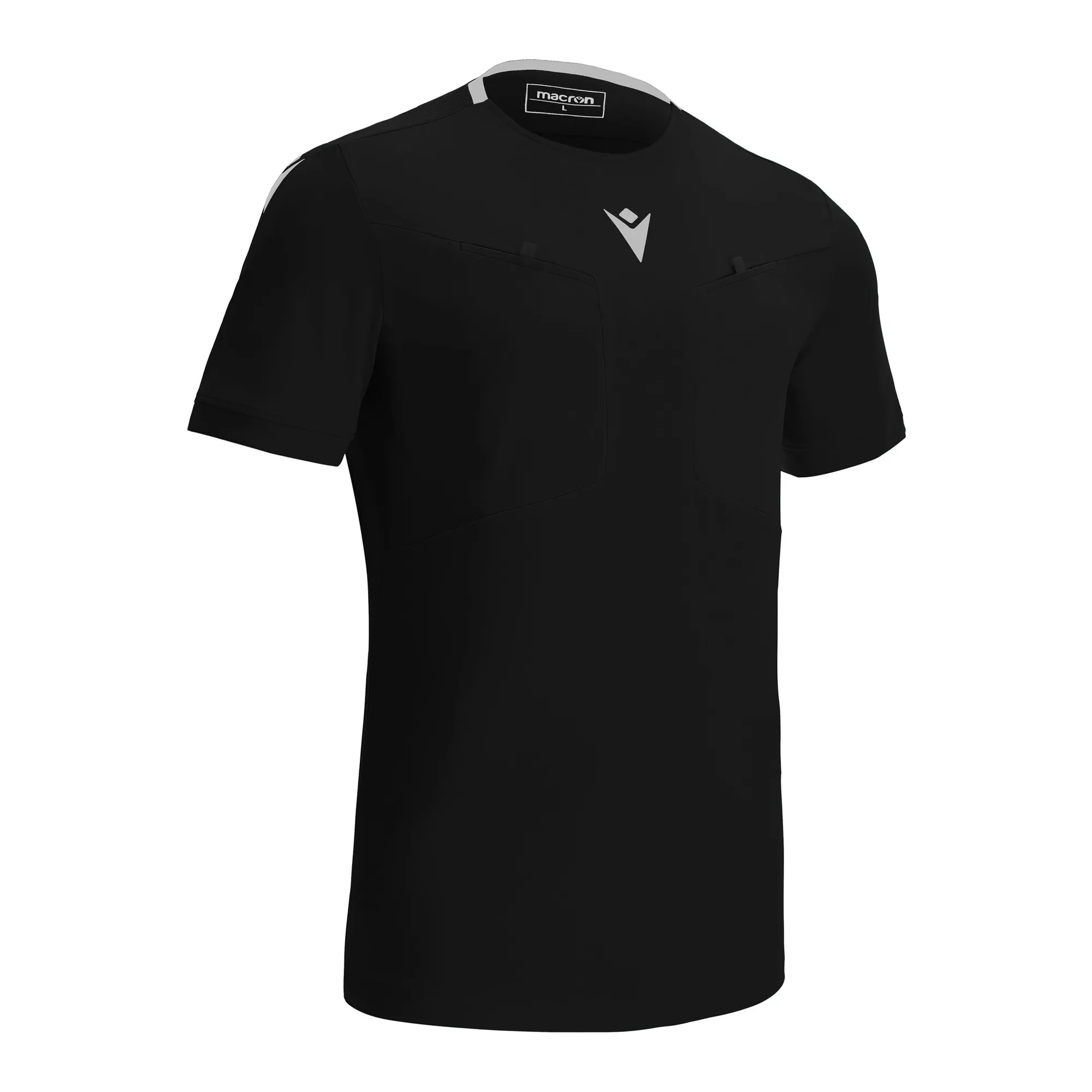 Macron Schiedsrichter Trikot Frisk Kurzarm Unisex Black Front #farbe_black